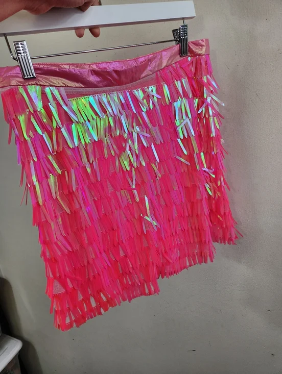 Queen Of Sparkles rectangle sequin skirt in hot pink - Picture 6 of 9